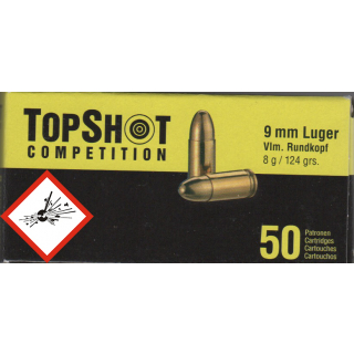 TopShot Competition 9mm FMJ, 124gn 50 St.